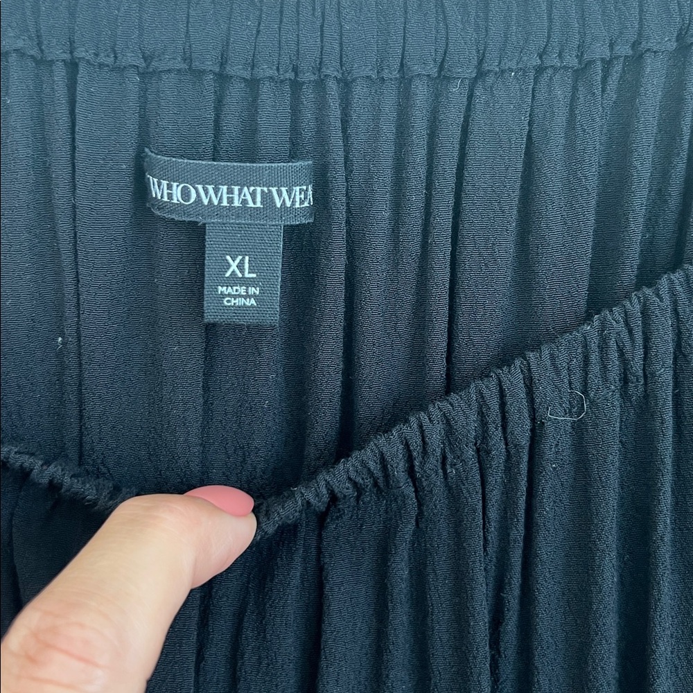 🕶️Who What Wear Black 3/4 Sleeve Off Shoulder Scoop Dress XL Milkmaid Peasant - Picture 3 of 4